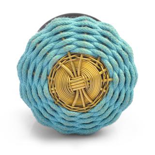Turquoise Fabric and Metal Wire Weaved Knob (Medium)