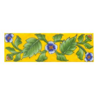 Blue saiding flower and Lime Green leaf with Yellow base Tile (2x6)
