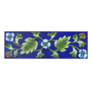 Turquoise saiding flower and Lime Green leaf with Blue base Tile (2x6)