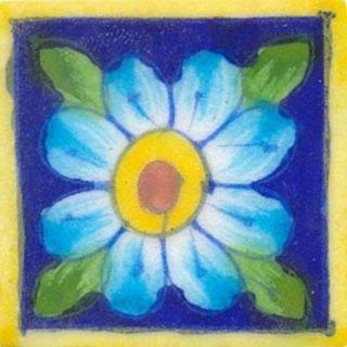 Blue tile with turquoise flower
