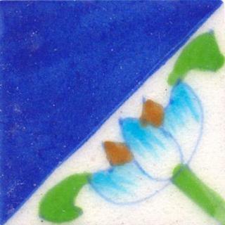 nice flower on half part of blue tile