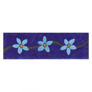 Turquoise and Yellow Flowers with Blue Base Tile