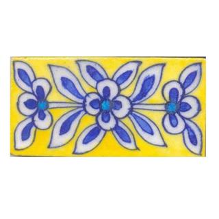 Blue & white flower on yellow tile (2x4-BPT09)