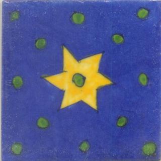 Yellow  Star and Green dots with Blue Base Tile