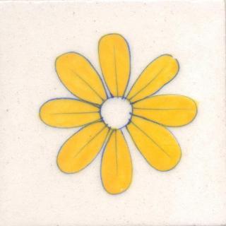 Yellow Flower and White Base Tile