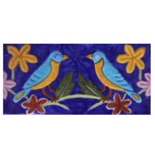 Two Embossed Bird with Blue Base Tile