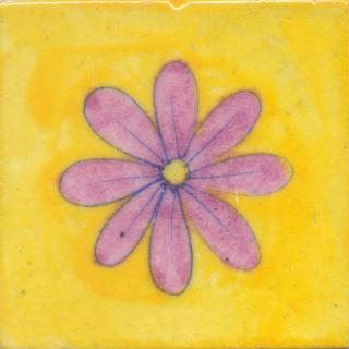 Pink Flower and Yellow Base Tile