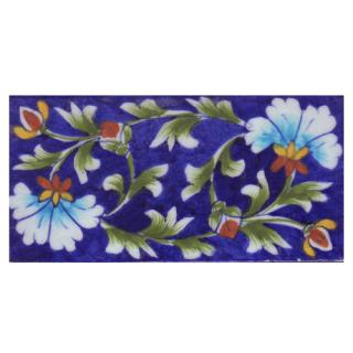 Two Turquoise Flowers and Green Shaiding leaf with Blue Base Tile1