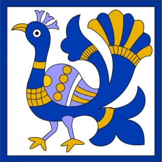 Blue,Yellow and Purple Color Peacock Tile