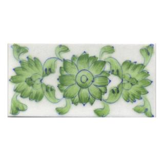 LimeGreen Flower and leaf with White Base Tile (2x4)
