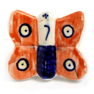 Orange and Blue Butterfly Ceramic knob