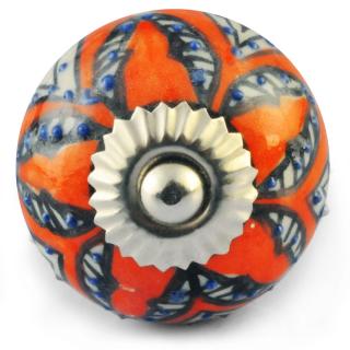 White design on Brown Colour Ceramic knob