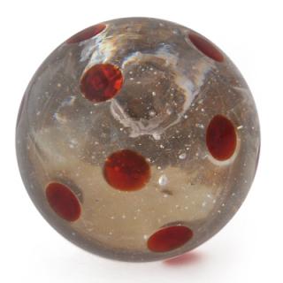 FGK-030-Clear knob with Dark Red Polka dots glass knob