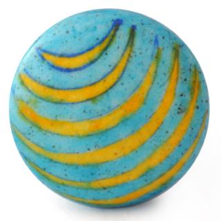 KN-737-A-Yellow and Turquoise Handpainted Knob