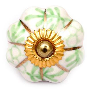 KPS-4542 Green Flowers and Leaves Cabinet Knob