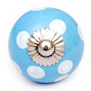 KPS-4600 - Turquoise knob and White polka-dots