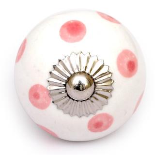 KPS-4604 - White knob and Pink polka-dots knob