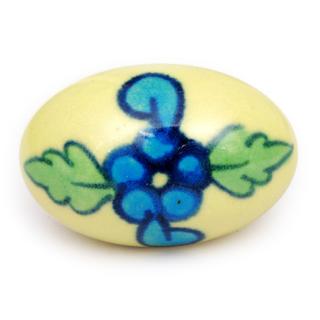 KPS-4649 - Turquoise flower and green,turquoise leaf with Yellow base knob
