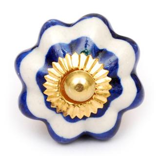 KPS-4653 - Blue and White Design on a Ceramic Cabinet Knob