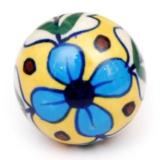 KPS-4690 - Turquoise flower, Black dots with Yellow base knob