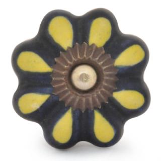 KPS-9047-Black and Yellow Colored Ceramic knob