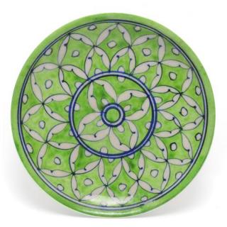 White Leaves on Green Base Plate 6''