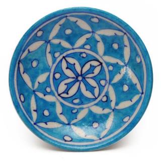 White Leaves on Turquoise Base Plate 5"