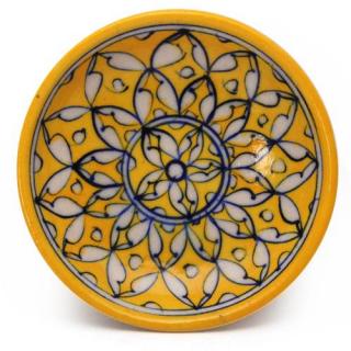 White Leaves on Yellow Base Plate 5"