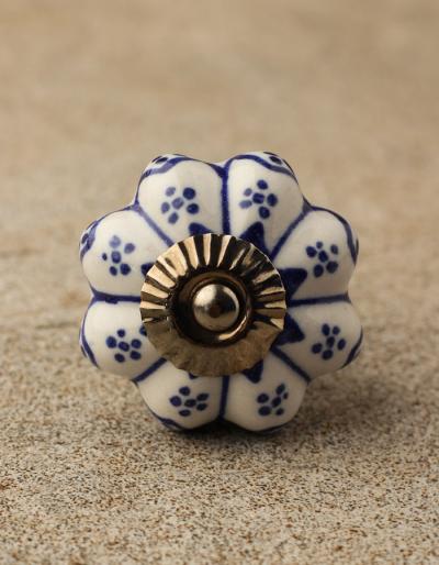 BPCK-097 Blue design with white ceramic knob-Antique Silver