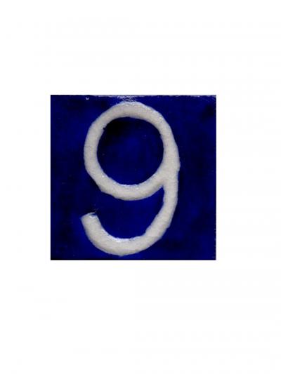 Blue Base Tile - Nine Number (2x2")