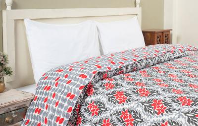 Tropicana Black and Red Hand Block Print Cotton Quilt