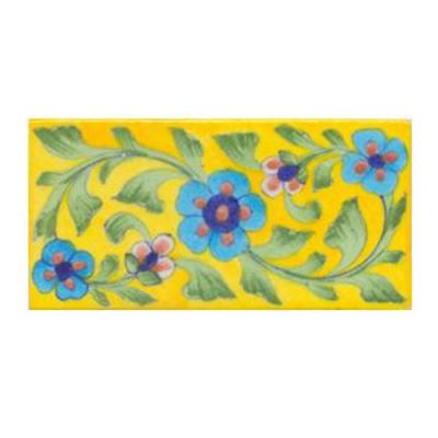 Turquoise Flower and Yellow Tile