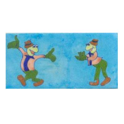 Two cartoon with turqouise tile