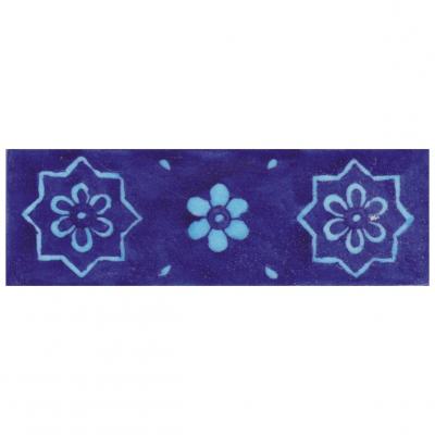 Turquoise and Blue Flowers with Blue Base Tile