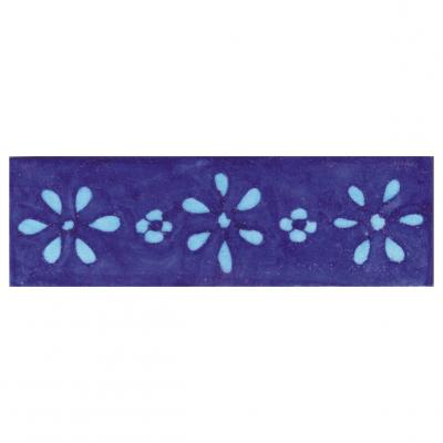 Turquoise Flowers and Blue Base Tile