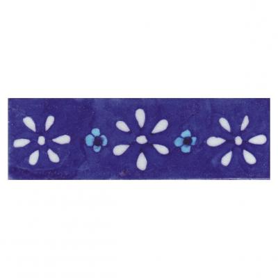White and Turquoise Flowers with Blue Base Tile