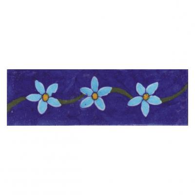Turquoise and Yellow Flowers with Blue Base Tile