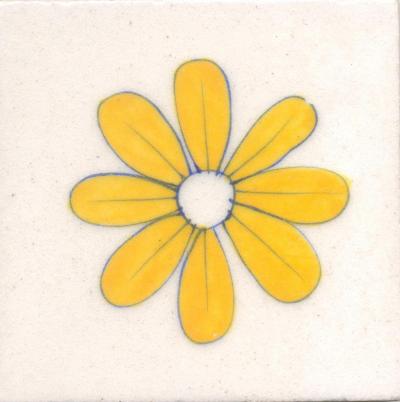 Yellow Flower and White Base Tile
