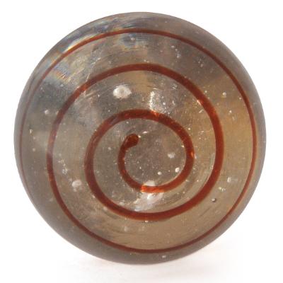 FGK-041-Clear knob with Dark Red Swirl Glass knob