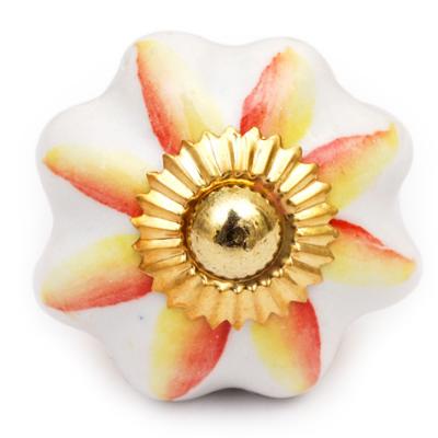 KPS-9011 - Yellow and Red Flower White Base knob