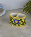 Blue Flower with Green Leaves On Yellow Base Color Tooth Paste Holder