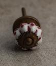 BPCK-002 White and Maroon Flower Shaped Cabinet Knob-Antique Brass