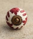 BPCK-024-A Red Flowers Cabinet Knob-Antique Brass