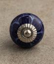 BPCK-034 Blue and Turquoise Flower Ceramic Knob-Silver