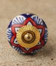 BPCK-107 Red and Blue design with base ceramic knob-Brass