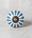 Turquoise Flower On White Ceramic Cabinet Knob