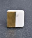 Square Shape White And Brass Stone Cabinet Knob-2