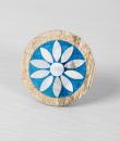 Wooden and Resin Cabinet Knob With White Flower