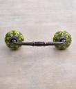 Drawer Beaded Pull with Green Color Floral Print