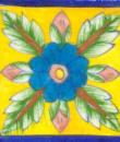 Flower Design on Blue Bordered Yellow base tile
